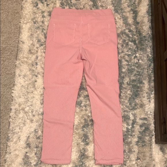 High Waisted Mario Serrani Pink and White Striped Capri Pants - Picture 3 of 4